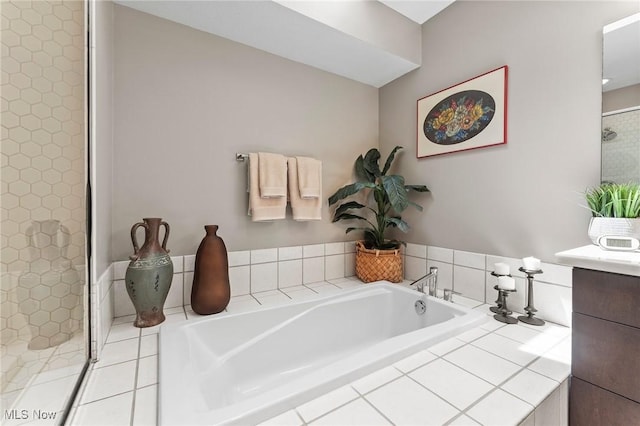 10378 N Pond Ln N Unit 2, Twinsburg, OH 44087 - full bathroom with a garden tub, a shower stall, and vanity