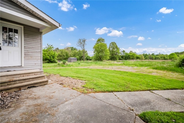4241 Greenville Rd, Cortland, OH 44410 - view of grassy yard featuring entry steps and a patio area
