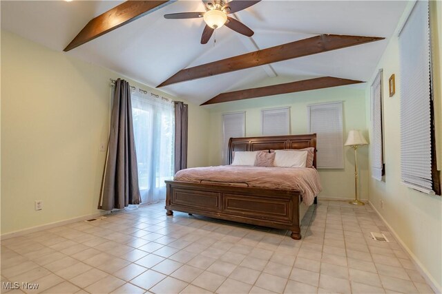 14222 Wade Ave NE, Hartville, OH 44632 - bedroom featuring light tile patterned flooring, baseboards, and a ceiling fan