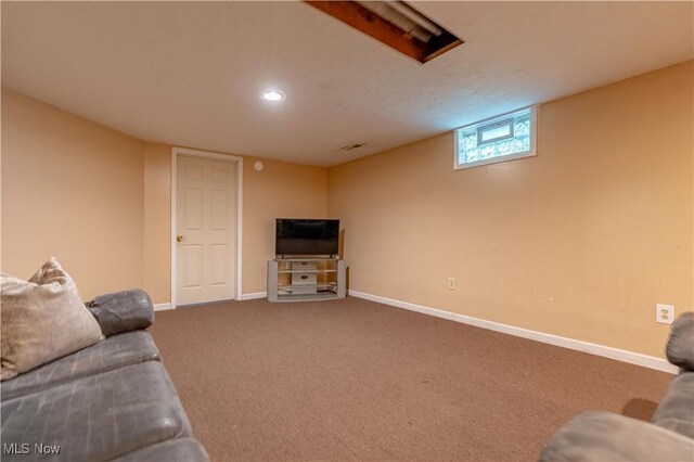 14222 Wade Ave NE, Hartville, OH 44632 - living area with baseboards, carpet flooring, and recessed lighting