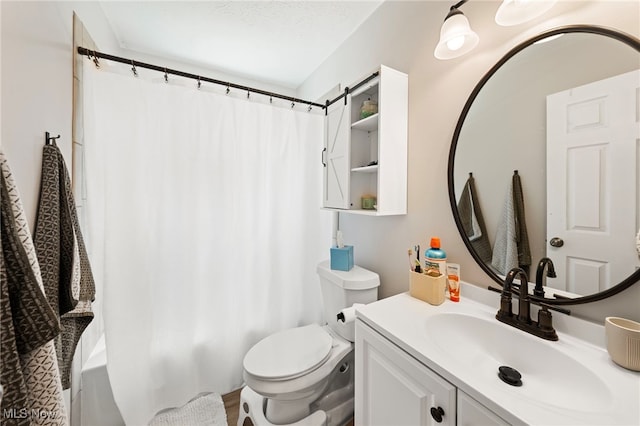 3357-3359 Rocky River Dr, Cleveland, OH 44111 - bathroom with vanity, toilet, and shower / bath combination with curtain