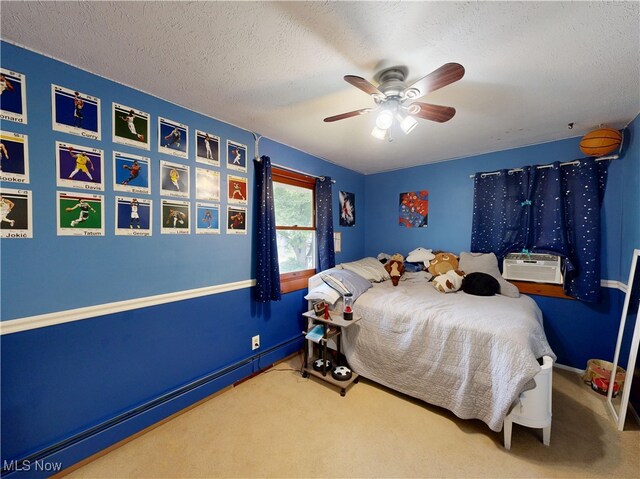 7570 Dahlia Dr, Mentor-On-The-Lake, OH 44060 - bedroom featuring cooling unit, carpet floors, ceiling fan, and a textured ceiling