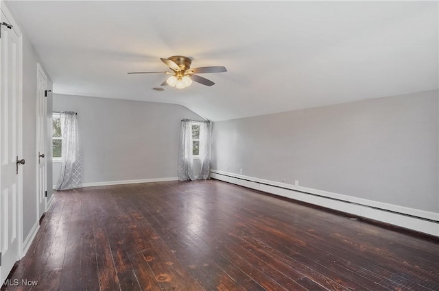 5433 Fleetwood Ave NW, Canton, OH 44718 - unfurnished room with ceiling fan, wood-type flooring, vaulted ceiling, baseboards, and healthy amount of natural light