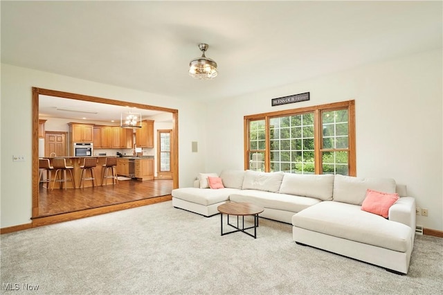 5968 Winchell Rd, Hiram, OH 44234 - living room featuring carpet floors and baseboards