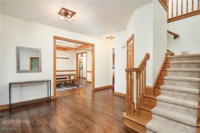 5968 Winchell Rd, Hiram, OH 44234 - interior space with stairs, wood finished floors, and baseboards