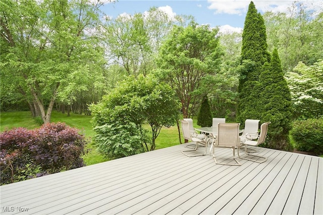5968 Winchell Rd, Hiram, OH 44234 - deck with outdoor dining area and a yard