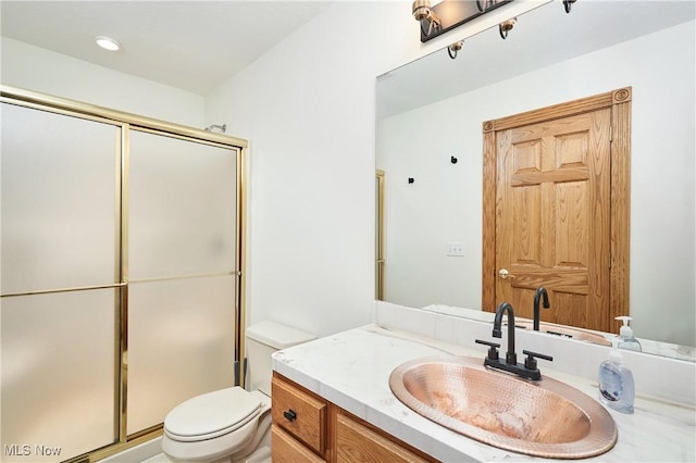 5968 Winchell Rd, Hiram, OH 44234 - bathroom with vanity, toilet, and a shower stall