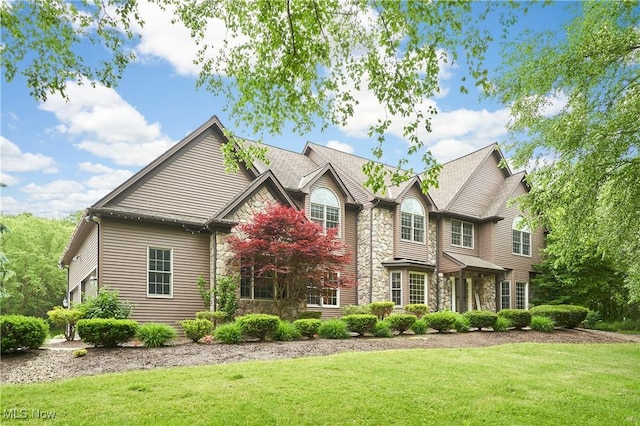 5968 Winchell Rd, Hiram, OH 44234 - view of front of house featuring stone siding and a front yard