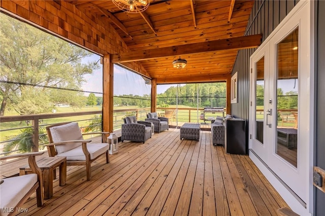 6268 Summers Rd, Windsor, OH 44099 - sunroom featuring french doors and outdoor lounge area
