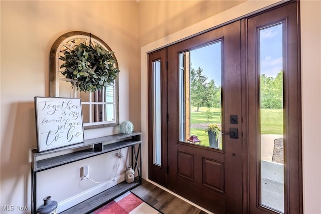6268 Summers Rd, Windsor, OH 44099 - foyer entrance featuring dark wood-type flooring