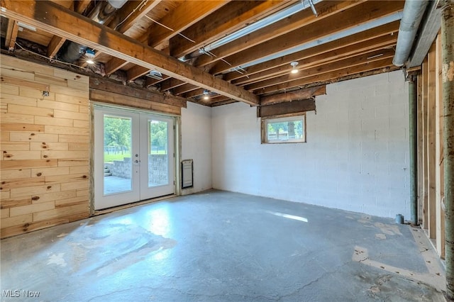 6268 Summers Rd, Windsor, OH 44099 - basement with french doors and wood walls