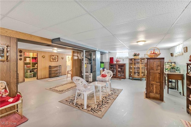 3622 Valacamp Ave SE, Warren, OH 44484 - basement with a paneled ceiling and wooden walls