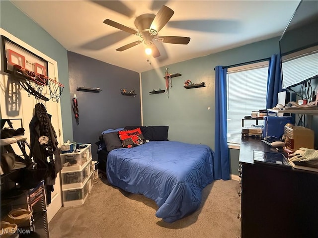 20007 Sunset Dr, Warrensville Heights, OH 44122 - bedroom with carpet flooring, ceiling fan, and an office area