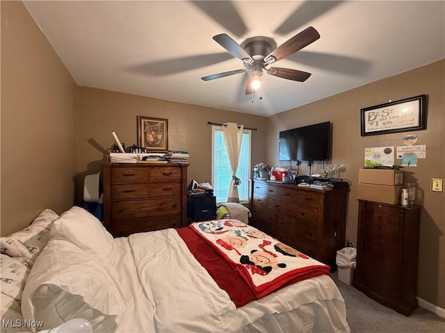 20007 Sunset Dr, Warrensville Heights, OH 44122 - bedroom featuring carpet, ceiling fan, access to exterior, and baseboards