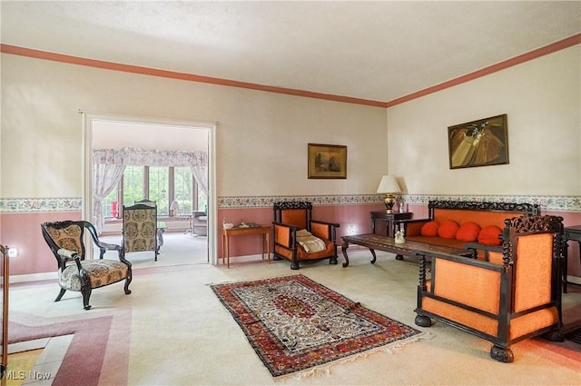 8650 Hidden Hills Dr SE, Howland, OH 44484 - carpeted living room with crown molding
