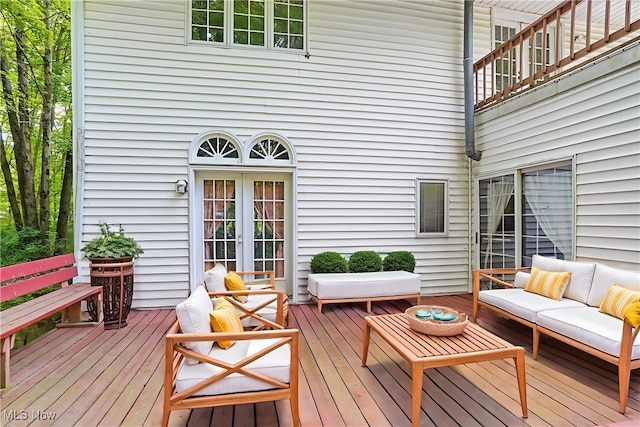 8650 Hidden Hills Dr SE, Howland, OH 44484 - deck featuring an outdoor living space and french doors