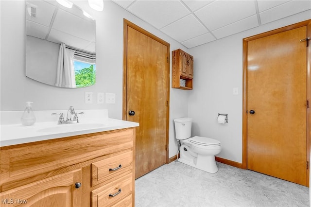 10790 Good Hope Pike, Jane Lew, WV 26378 - bathroom featuring a paneled ceiling, vanity, toilet, and baseboards
