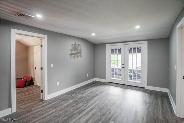 680 Isle View Dr, Akron, OH 44319 - empty room with french doors, baseboards, dark wood-style floors, and recessed lighting