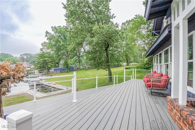 680 Isle View Dr, Akron, OH 44319 - wooden terrace with a lawn and view of scattered trees