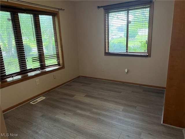 7687 Galena St NW, Massillon, OH 44646 - empty room with wood finished floors, plenty of natural light, and baseboards