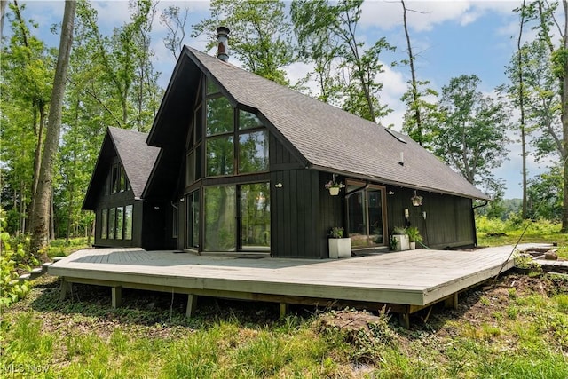 6226 Mayburn Barclay Rd, Kinsman, OH 44428 - back of property featuring roof with shingles and a wooden deck