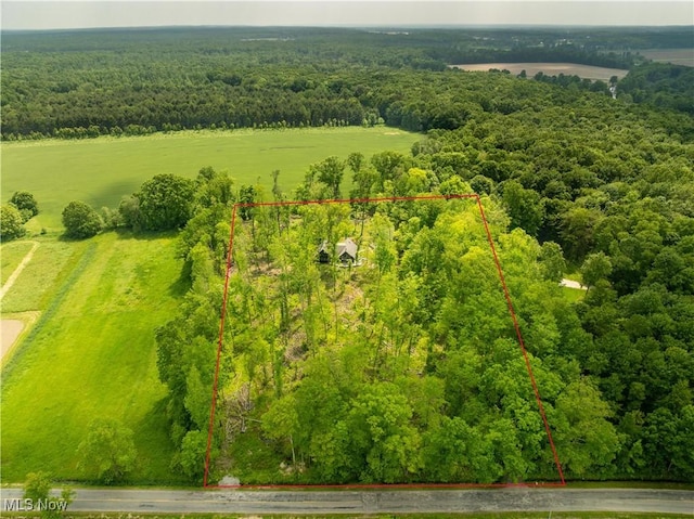 6226 Mayburn Barclay Rd, Kinsman, OH 44428 - aerial overview of property's location with a heavily wooded area and property boundaries highlighted