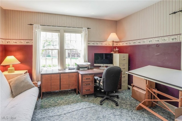 1415 Inwood Rd, Alliance, OH 44601 - home office with carpet floors and wallpapered walls