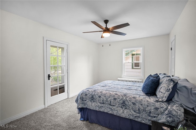 3609 Antisdale Ave, Cleveland Heights, OH 44118 - carpeted bedroom featuring radiator, baseboards, and a ceiling fan