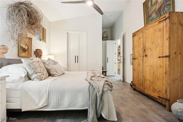 7090 Country Ln, Chagrin Falls, OH 44023 - bedroom with lofted ceiling and ceiling fan