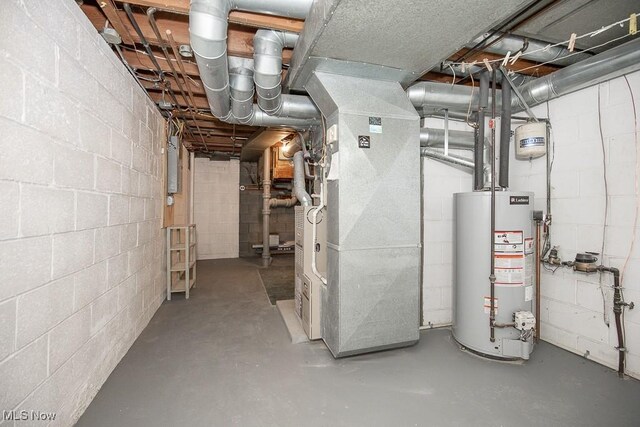 3762 Covington Rd, South Euclid, OH 44121 - unfinished basement featuring gas water heater and heating unit