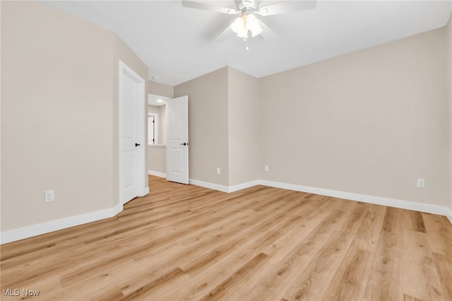 1255 E 351st St, Eastlake, OH 44095 - empty room featuring baseboards, light wood-type flooring, and ceiling fan