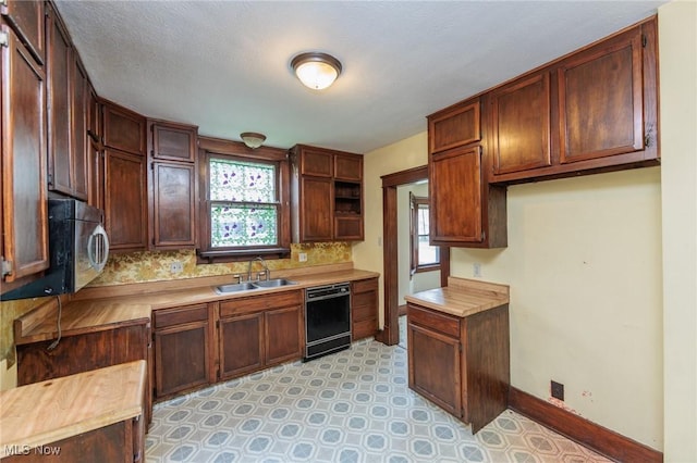 1222 W 6th St, Lorain, OH 44052 - kitchen with dishwasher, a sink, light countertops, baseboards, and stainless steel microwave