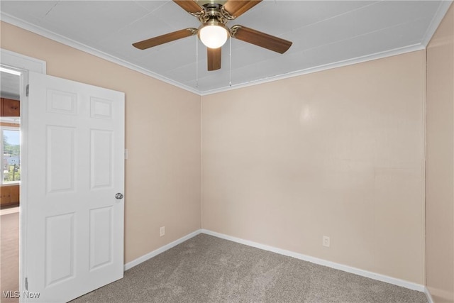159 Locust St, Wintersville, OH 43953 - carpeted spare room featuring ornamental molding, baseboards, and ceiling fan