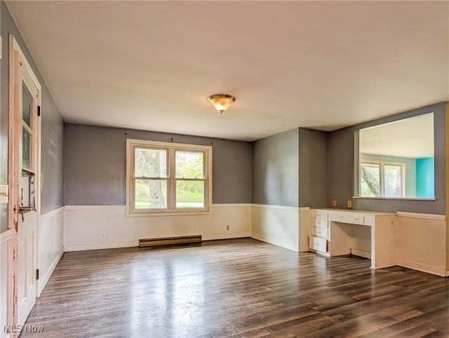 3189 Union Ave SE, Minerva, OH 44657 - empty room with dark wood-style flooring and a baseboard heating unit