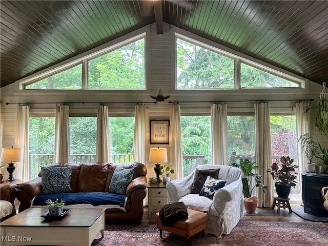 586 Columbia Rd, Valley City, OH 44280 - living area with high vaulted ceiling and wood finished floors