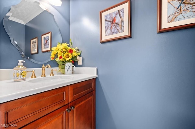 11291 Highland View Dr, Chardon, OH 44024 - bathroom with vanity and crown molding