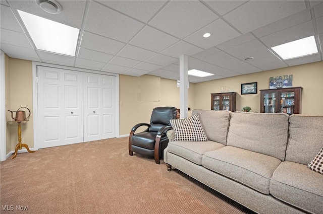 11291 Highland View Dr, Chardon, OH 44024 - living room with carpet, baseboards, and a drop ceiling