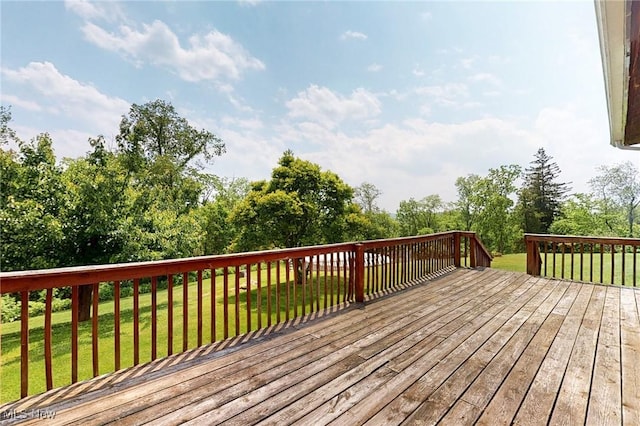 9031 State Route 213, Toronto, OH 43964 - wooden deck with a lawn and view of wooded area