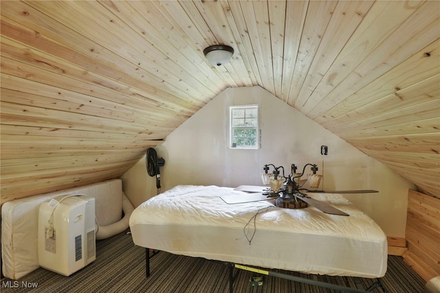 0 Sugargrove Rd, Chandlersville, OH 43727 - carpeted bedroom featuring wooden ceiling and lofted ceiling