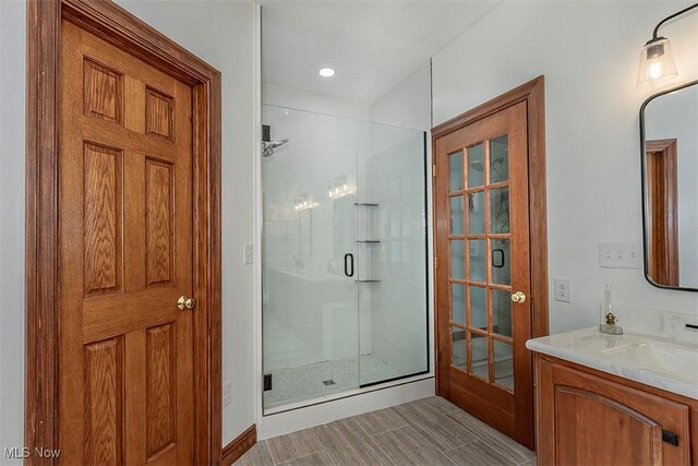 4255 River Rd, Perry, OH 44081 - bathroom featuring a shower stall and vanity