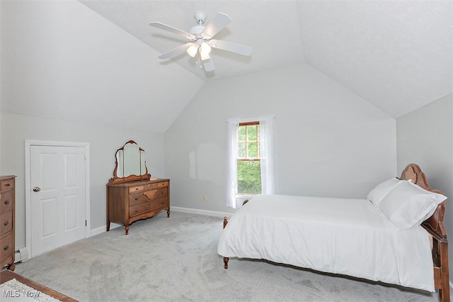 4255 River Rd, Perry, OH 44081 - bedroom with carpet, vaulted ceiling, baseboards, and ceiling fan
