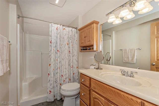 4255 River Rd, Perry, OH 44081 - full bathroom featuring vanity, toilet, tile patterned flooring, and curtained shower