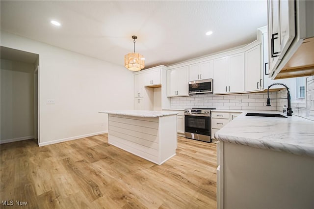 433 N Buckeye, Wooster, OH 44691 - kitchen with stainless steel appliances, a sink, backsplash, light wood-type flooring, and recessed lighting
