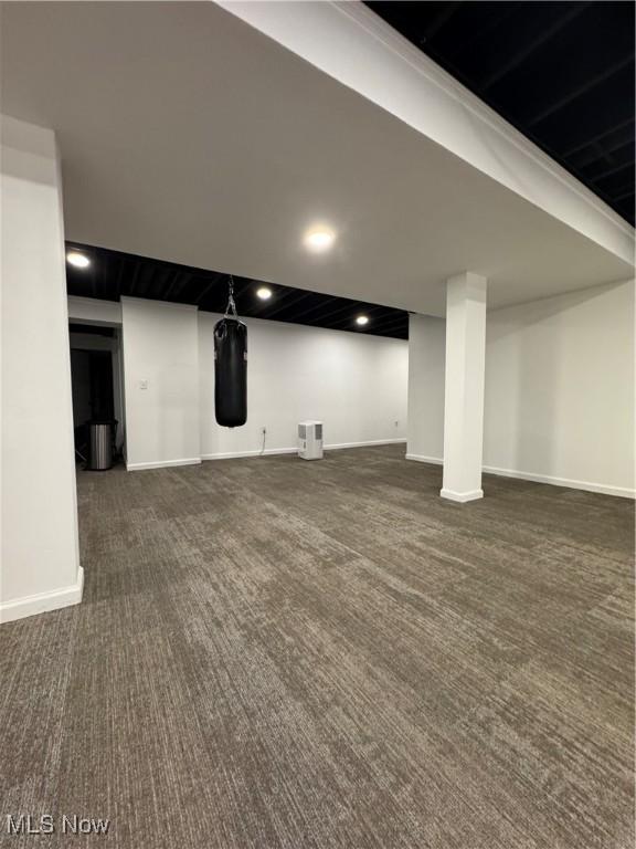 1470 Butterfield Cir, Niles, OH 44446 - finished basement featuring dark carpet, baseboards, and recessed lighting