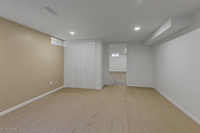 14148 Rochelle Dr, Maple Heights, OH 44137 - below grade area with recessed lighting, carpet floors, and baseboards