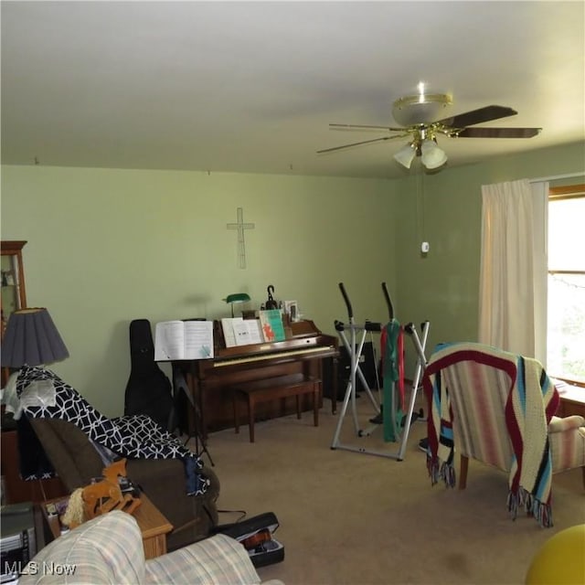 576 12th St NW, Carrollton, OH 44615 - recreation room with carpet and a ceiling fan