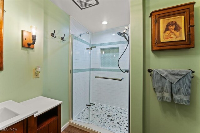 97 Overlook Blvd, Struthers, OH 44471 - full bath featuring a shower stall, vanity, and recessed lighting