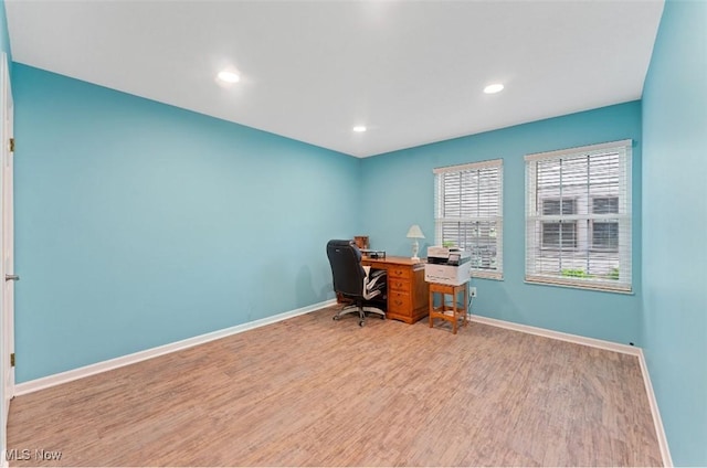 4044 Saint Andrews Ct, Canfield, OH 44406 - office area with wood finished floors, baseboards, and recessed lighting