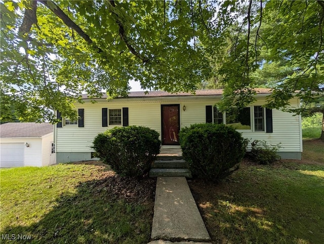 5710 Sugargrove Rd, Blue Rock, OH 43720 - single story home featuring a garage and a front yard