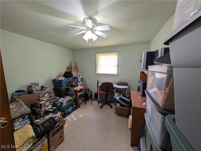 5710 Sugargrove Rd, Blue Rock, OH 43720 - office space featuring a ceiling fan and light colored carpet